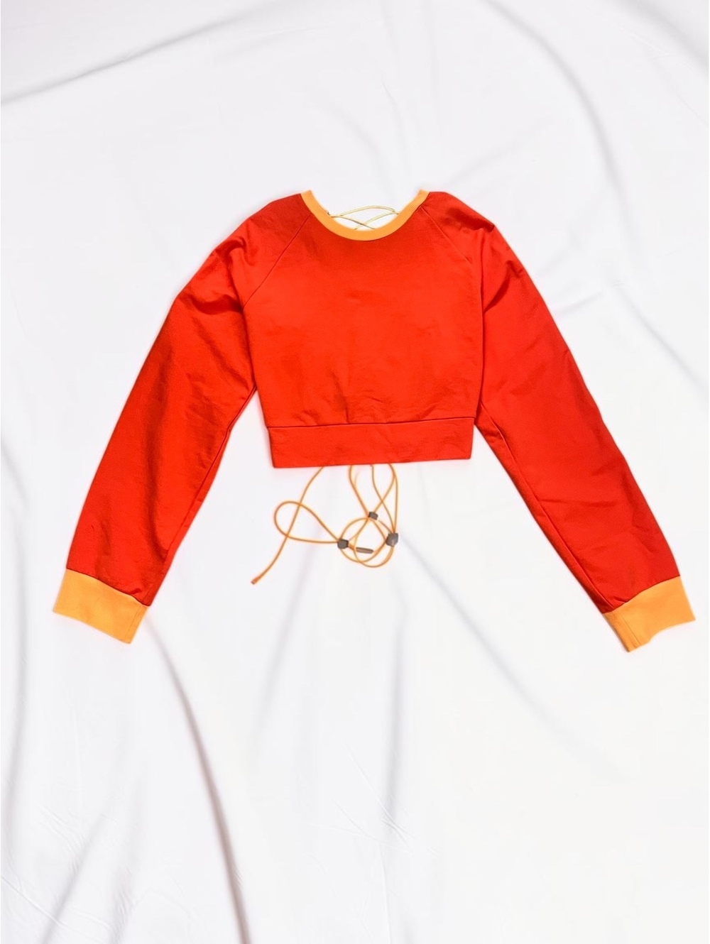 Fenty Puma by Rihanna NWT Cherry Tomato Lace Up Crop Sweatshirt Sz S - Picture 5 of 15